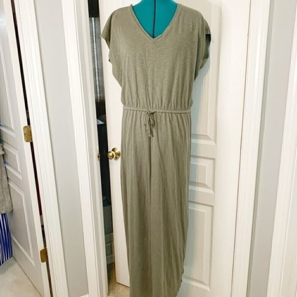 GAP Maxi V Neck Sleeveless Comfy Soft Drawstring Cotton Casual Summer Dress